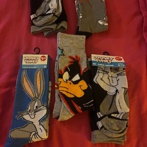 Warner Bros. Looney Tunes Character Crew Socks - Blue, Gray, Black